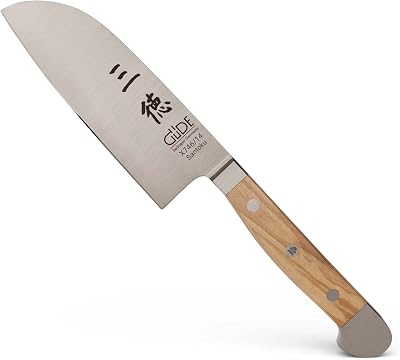 Gude Alpha Olive Series Hand ForgedSharpened Santoku Knife, 5-in - Ice Hardened Steel - Made in Solingen, Germany Since 1910