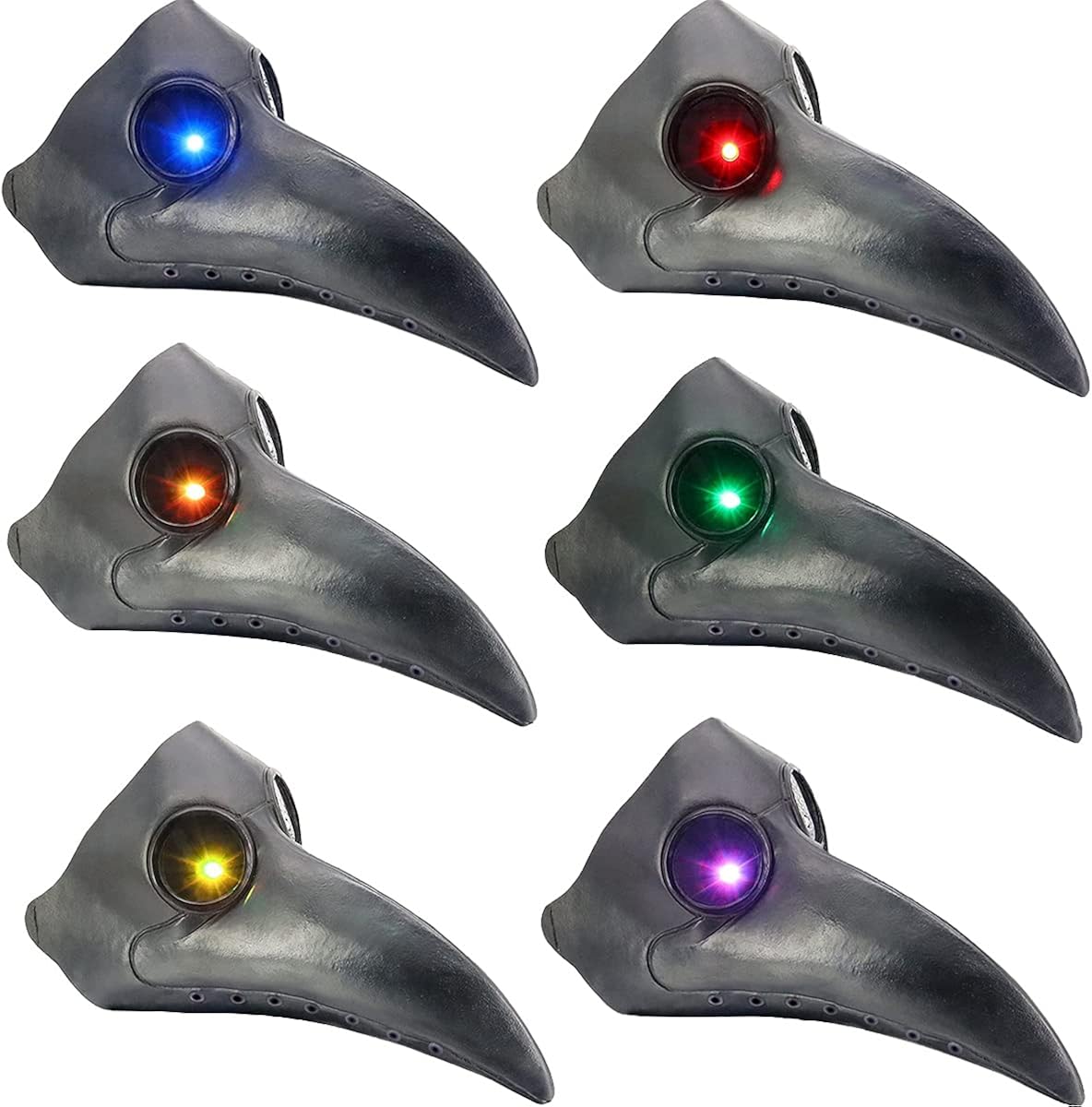 Wonderful Scary Plague Doctor Bird Mask Halloween Costume Props With Wireless Remote Control LED Eyes