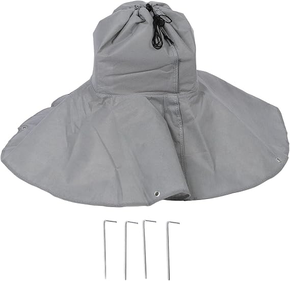 Palm Tree Root Protector Cover, Winter Freeze for Palm Roots, Non Woven Fabric Plant Root Cover with Drawstring Closure and 4 Ground Anchors, Grey Outdoor Tree Root Protector