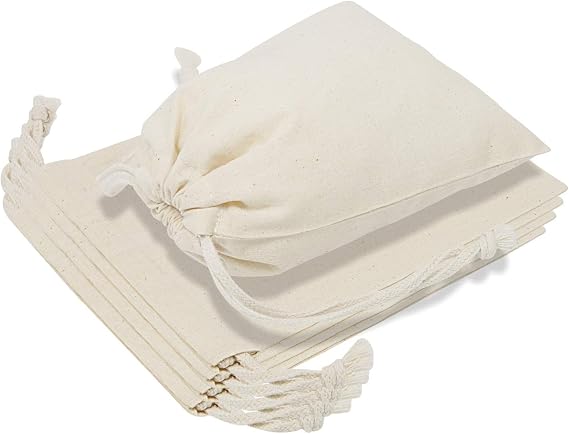 TOPDesign 12-Pack 6 x 8 Reusable Produce Bags, Muslin Bags with Drawstrings for Shopping & Storage, 100% Natural Cotton Bags, Washable, Biodegradable, Food Safe