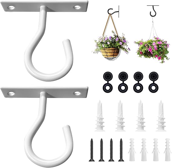 2Pack 2.5In Ceiling Hooks for Hanging Plant, Wall Hanger Plant Holder White
