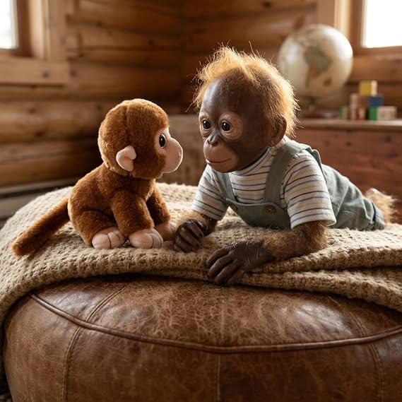 TERABITHIA 20 Inch Newborn Realistic Baby Doll Silicone Vinyl Reborn Monkey Dolls with Weighted Body Lifelike Flexible Collectible Art Doll That Look Real and Feel Real