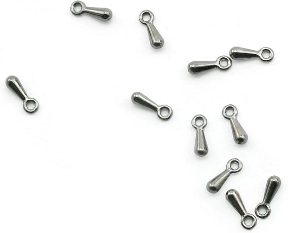 300PCS Gun Black Extender Chain Tear Drop Dangle End Beads End Piece Bracelet Charms Terminators for DIY Jewelry Findings Necklace Making