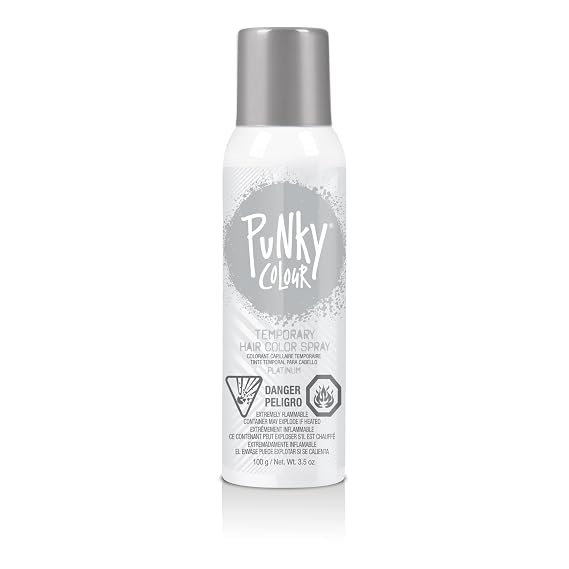 Punky Platinum Temporary Hair Color Spray Instant Vibrant Metallic Silver, Washable & Non-Damaging Hair Spray for Party & Cosplay, 3.5 oz