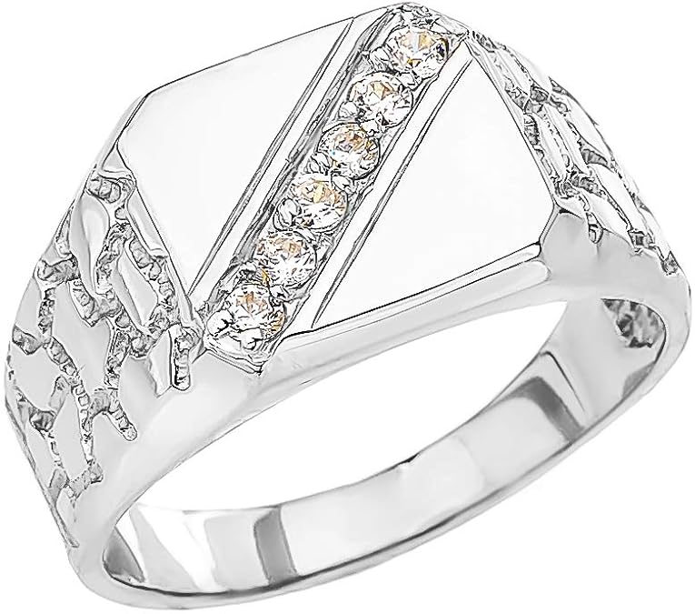 Men's Fine Sterling Silver Signet CZ