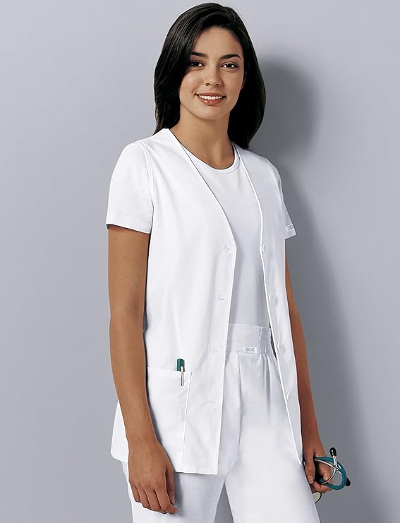 Cherokee Women's Scrub Vest Coat Modern Vest with Button Front & 2 Pockets- 1602