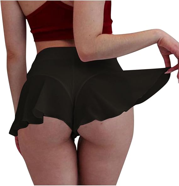 wodceeke Women's Sexy Yoga Shorts Booty Hot Pants High Waist Gym Workout Butt Lifting Sports Dance Lingerie Skirts