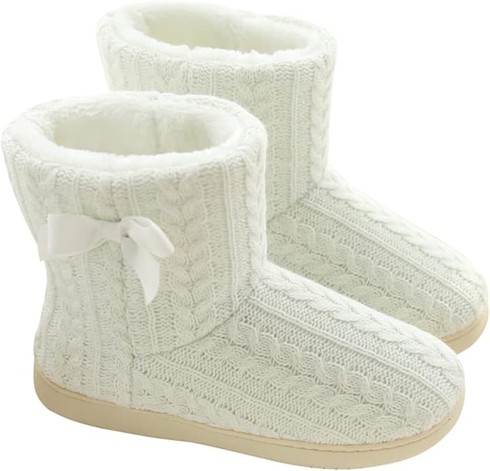 Women Men Winter Knitted Boots Slippers Home Warm Fleece Booties Slipper Anti Slip House Shoes Indoor Outdoor