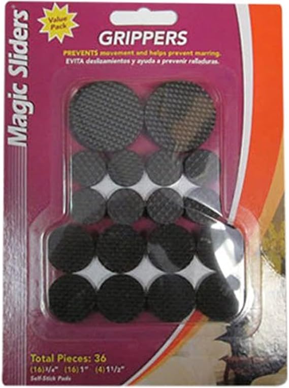 MAGIC SLIDERS 77922 Value Pack 36-Piece Furniture Sliders & Grippers Set (16 x 3/4", 16 x 1, 4 x 1.5 Inch) Heavy-Duty Reusable Sliders for Hardwood, Tile, Vinyl Floors Durable Floor Protectors