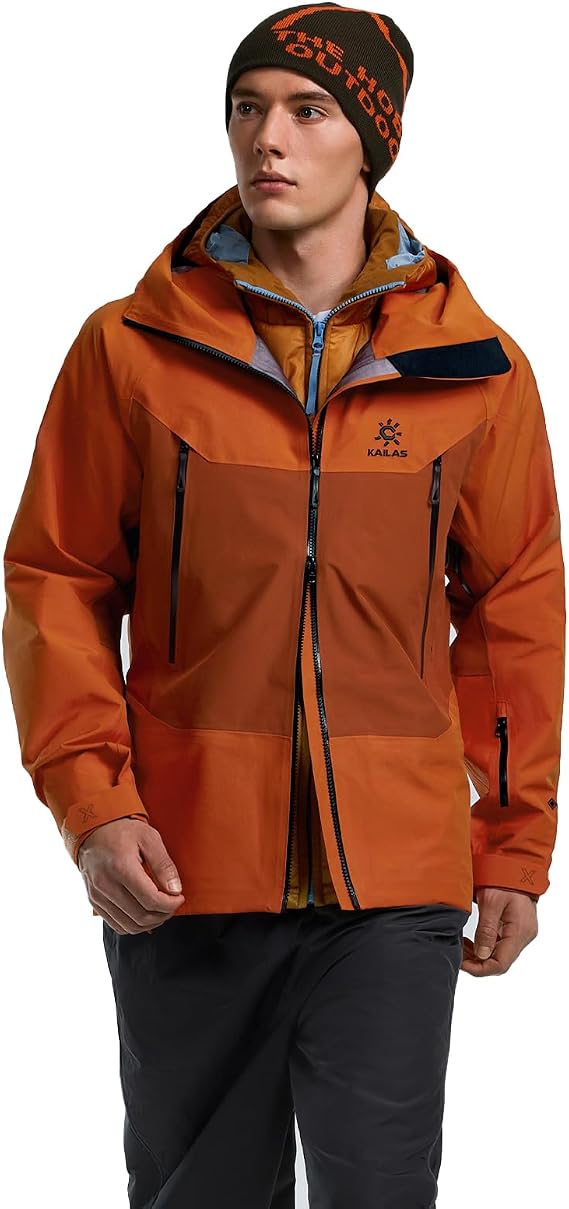 KAILAS MONT Waterproof Hardshell Jacket Gore-Tex Unisex Shell Ski Jacket Hooded Raincoat Jacket Hiking Lightweight Outdoor