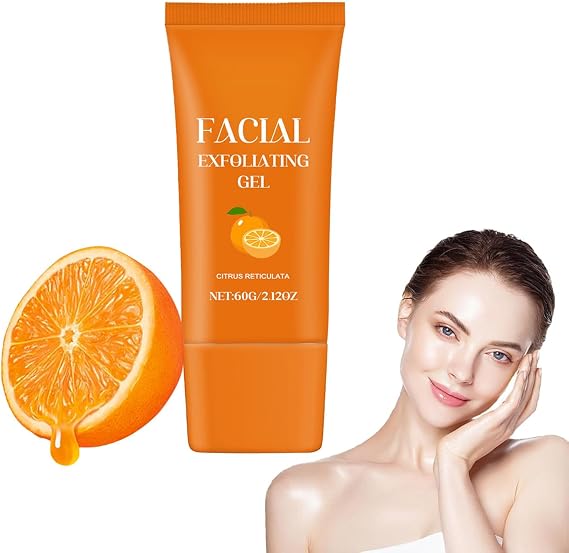 Orange Exfoliating Whitening Gel Scrub, Vitamin C Facial Scrub, Exfoliating Gel for Face & Body, Hydrates & Softens Dry Skin for Exfoliates Dead Skin, Deep Cleansing (2pcs)