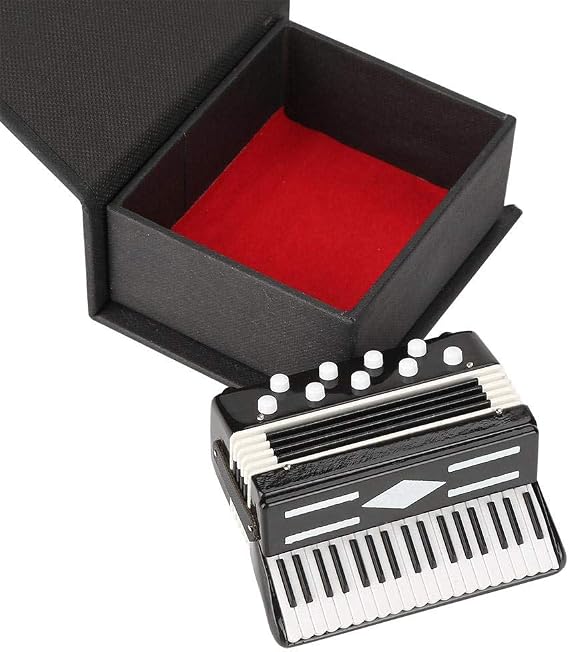 Desktop Decoration, Mini Accordion Model Exquisite Desktop Musical Instrument Decoration Ornaments Musical Gift with Delicate Box