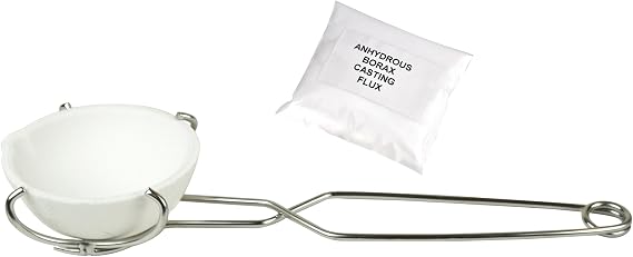 500g Ceramic Crucible Torch Melting Gold Silver Kit Set Anhydrous Casting Flux Tongs Large 14A