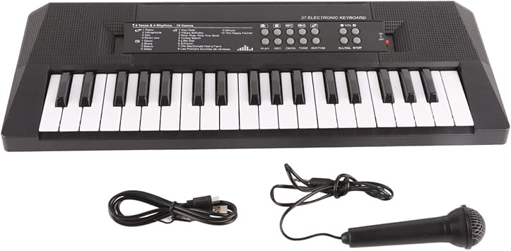37 Key Electric Keyboard Piano, Portable Multi Functional Electronic Digital Piano For Beginners, External Microphone, Power Plug, Rich Teaching Content