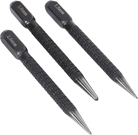 3Pcs Black High-Carbon Steel Center Punch Set Non Center Punch for Alloy Steel Metal Wood Marking Drilling Tool Center Punches Punches Hand Tools,Tools and Home Improvement 10cm
