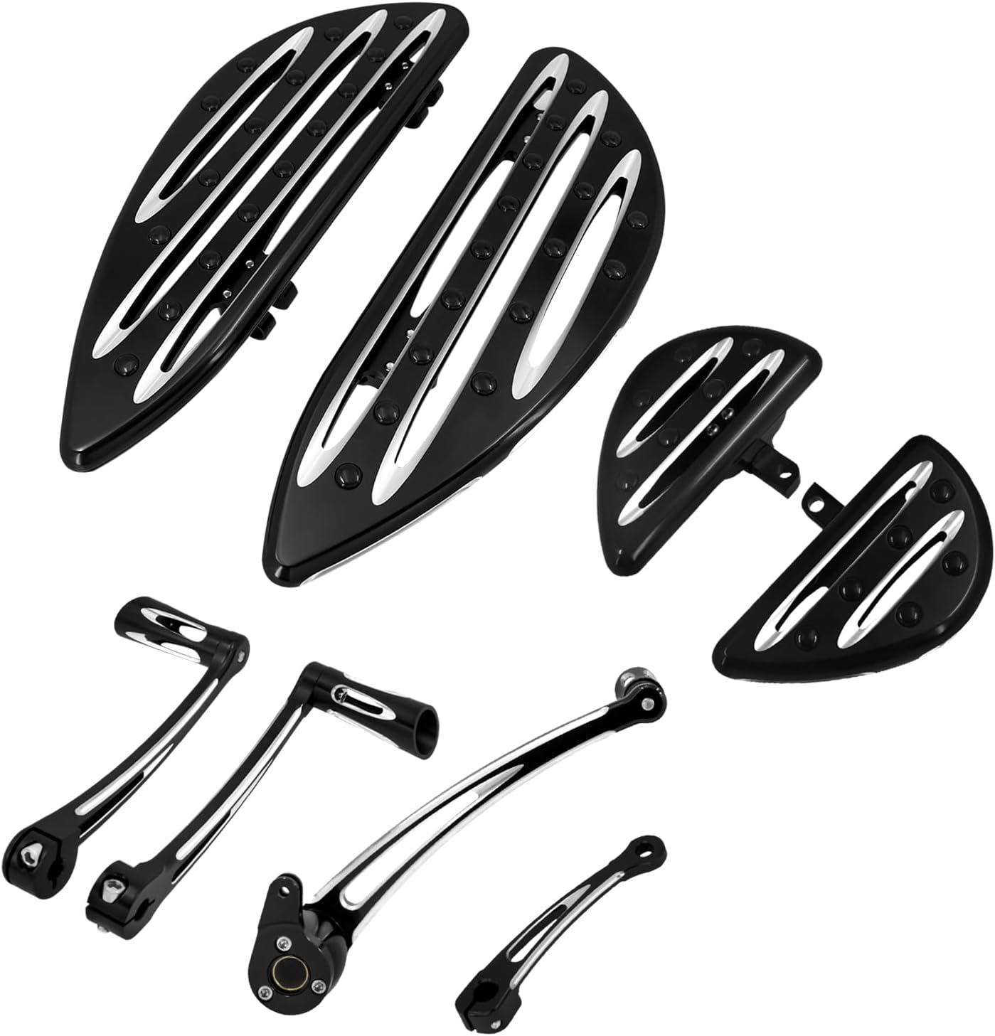 Motorcycle Driver Passenger Floorboards Brake Arm Pedal Toe Heel Shift Shifter Rod Lever Set Fit for Harley Touring Road Glide Street Glide Electra Glide (2014 - up, Black)