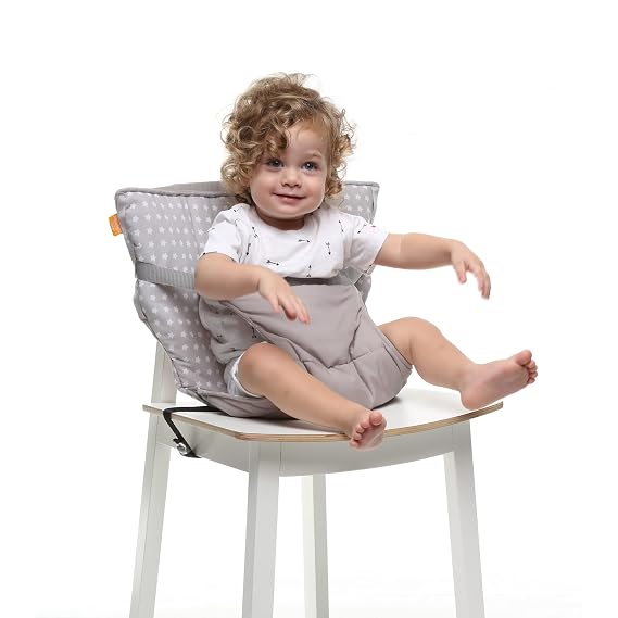 BabyToLove Pocket Seat | Lightweight Travel High Chair for Babies | Folds Small, Safe Fit for Most Chairs, Machine Washable | Green Tropic
