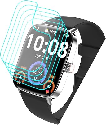 for AEAC Smart Watch IDW28 Screen Protector 1.85 [5 Pack] HD Clear Soft PET Film [Case Friendly][Anti-Scratch][Bubble Free] Compatible for Tensky Yoever Fitpolo TOOBUR AEAC IDW28 Smartwatch
