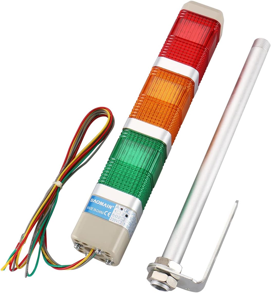 Baomain Industrial Signal Light Column LED Square Tower Light Indicator Continuous Light Warning Light Red Green Yellow AC 110V LTA-402T