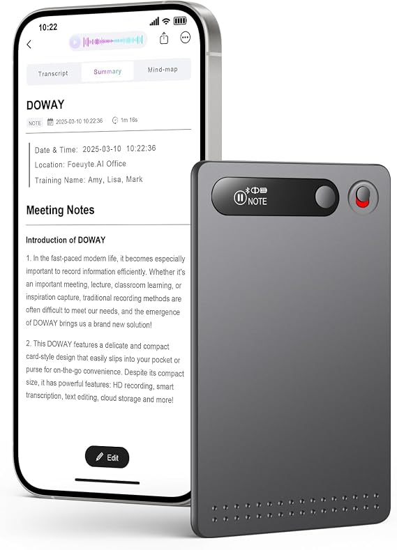 AI Voice Recorder,App Control Card Recorder with Case, Voice Recorder with Transcription, Support 23 Languages,64GB Memory, Audio Recorder for Meetings, Lectures, Calls