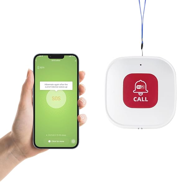WiFi Panic Button, Pagers Life Alert Systems for Seniors no Monthly Fee, Compatible with Tuya Smart/Smart Life APP (Only Supports Wi-Fi 2.4GHz )