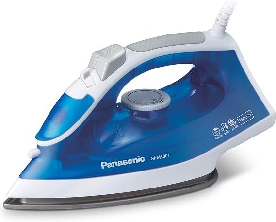 Panasonic 1500W Advanced Titanium Coated Sole Plate, Vertical Steam/Dry Iron, Standard, Blue/White