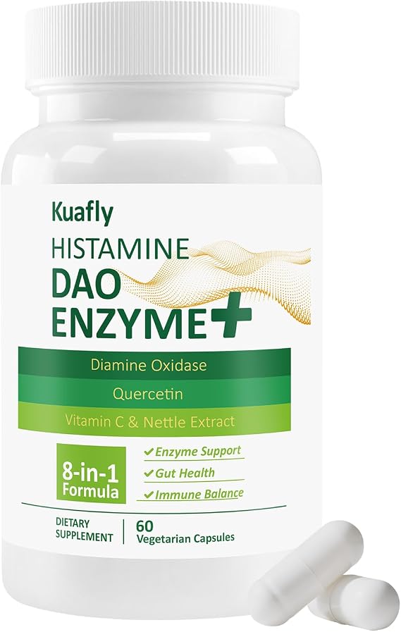 DAO Supplements Histamine Blocker DAO Enzyme + Diamine Oxidase & Quercetin, Immortelle, Vitamin C for Gut Health and Food Support 60 Capsules