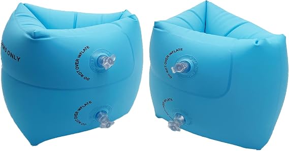 Inflatable Arm Floaties for Toddlers, Blow up Water Wings for Kids, Blue Swimming Arm Bands Floatation for Children and Adults 30-150LBS