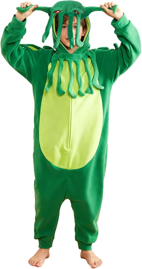 Unisex Kids Onesie Animal Costume Teens Halloween Cosplay Jumpsuit Novelty Christmas Outfit for Girls Boys Green S