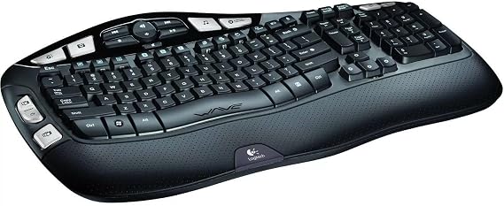 Logitech Wireless Ergonomic Wave Keyboard K350 with Palm Rest, RF, 104 Keys, Black, Office