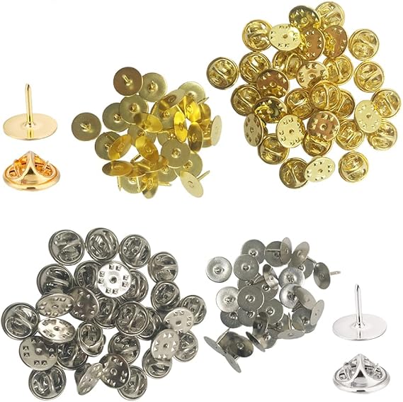 60 Pairs Butterfly Clutch with Blank Pins,YuCool Butterfly Tie Tacks Replacement for Craft&Jewelry Making-Pin Backs Locking(30 Silver and 30 Gold)