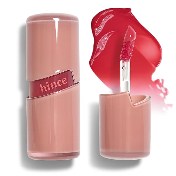 HINCE Raw Glow Lip Tint - Stain Glazed, Glossy Dewy Lip Gloss, Non Sticky & Long Wearing for Natural Glass Glow, Hydrating, Moisturizing Liquid Lipstick, Vegan, 0.13 fl.oz. (FEVER, 04)
