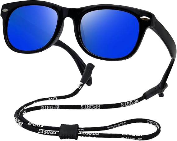 COOLSOME Kids Flexible Polarized Sunglasses for Boys Girls Age 3-10 with Straps