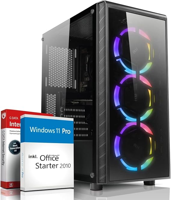 shinobee High End Gaming PC AMD Ryzen 7 5700X 16 Threads 4.60GHz - Windows 11 - Nvidia GeForce RTX3050 8 GB - 32 GB DDR4-1000GB SSD - WLAN - Gamer PC Computer Gaming Rechner - #7779