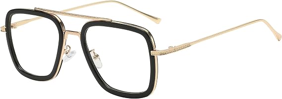 OWL Tony Stark Square Aviator Sunglasses Metal Frame Iron Man Vintage Glasses Spider Man Eyeglasses for Men