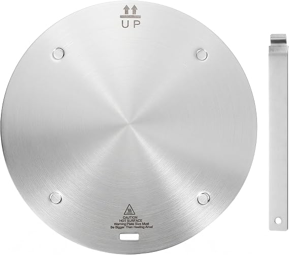 Heat Diffuser Plate, Grourarty Stainless Steel Cooking Induction Adapter Simmer Plate for Electric Gas Glass Cooktop Hob Ring, Induction Cooktop Converter Plate With Handle (24cm)