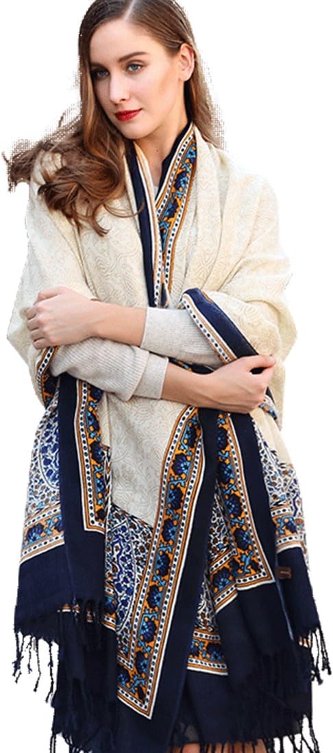DANA XU 100% Merino Wool Extra Large Pashmina Shawl for Women
