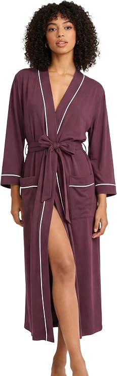 HEARTNICE Womens Cotton Robe, Soft Kimono Spa Knit Long Bathrobe Lightweight Loungewear