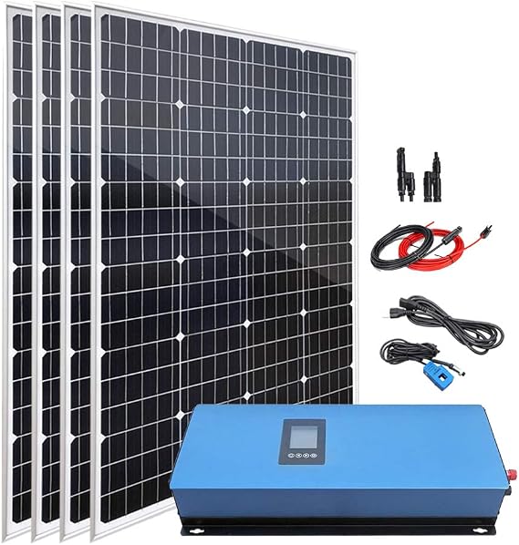 480W Home Grid Tie Solar System Kit On Grid System with 4pcs 120W Monocrystalline Solar Panel and 1000W MPPT Solar Grid Tie Power Inverter