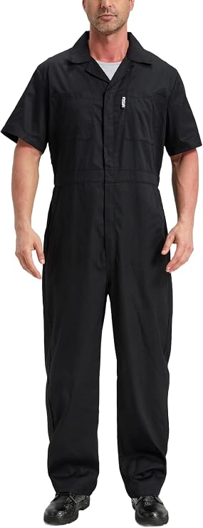 Men's Short Sleeve Coveralls Mechanics Jumpsuit Summer Overall Work Suit