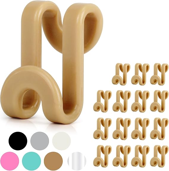 Mlici Hanger Connector Hooks, Mini Cascading Hanger Hooks Plastic Heavy Duty Huggable Hangers Stackable Clothes Space Saver in Closet Khaki, 70 Pcs