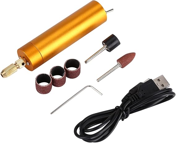 USB Electric Drill, USB Mini Electric Drill DIY Grinding Polishing Engraving Machine Tools Set (180 Gold Version Set 1)