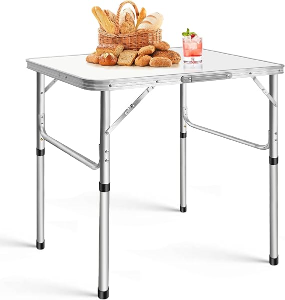 Garden Table Aluminium Camping Table Folding Side Table for Garden Outdoor Picnic Height Adjustable Lightweight Heavy Duty