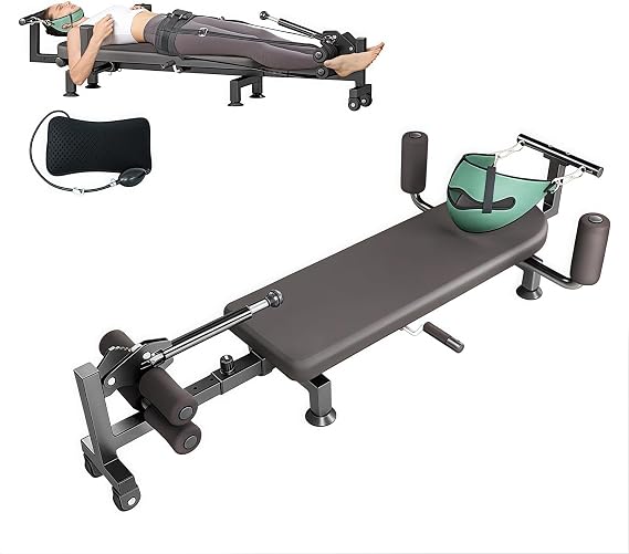 Lumbar Traction Table - Portable Spine Stretcher Bed for Back Decompression, Physical Lumbar & Cervical Massager, Vertebra Support
