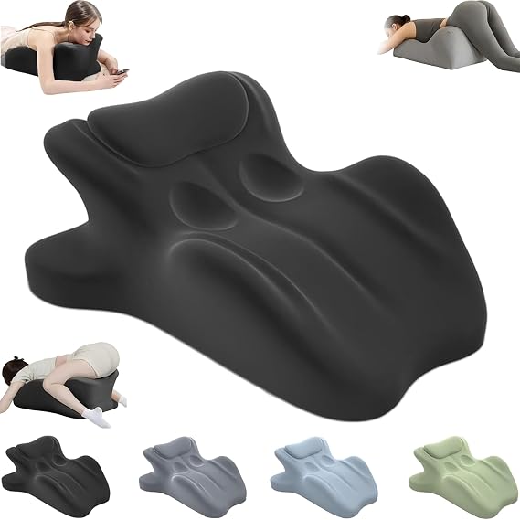 Couples Pillow, 27 Lift Ergonomic Memory Foam Cushion for Intimacy, Lumbar Neck Support Pillow for Home Bedroom (Black)