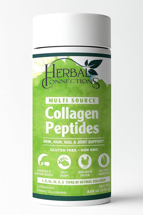 Collagen Peptides Powder - 10g Types I II III IV V X Collagen + Probiotic & Enzymes for Hair Skin Joint & Gut Support |Grass-Fed Bovine,Wild-Caught Fish,Chicken Bone Broth,Eggshell | Unflavored, 8.6oz