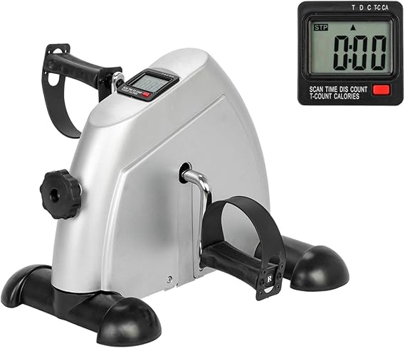 Mini Exercise Bike,Under Desk Bike Pedal Exerciser Portable Home Exercise Home Use Hands and Feet Trainer Mini Exercise Bike, Silver