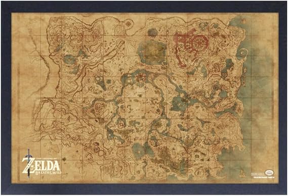Pyramid America Zelda Poster Legend of Zelda Poster - Breath of the Wild Map 11 x 17 inch Frame Print - Perfect Zelda Wall Art for Game Room Decor - Bedroom & Living Room
