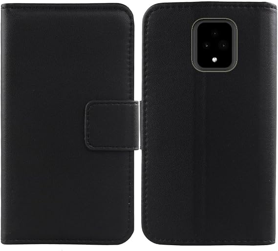 Premium Genuine Real Flip Folder Folio Leather Case for Sonim XP Pro 5G 6.58" Phone Protection Protector Cover Book Wallet Business Skin Pouch Etui (Black)