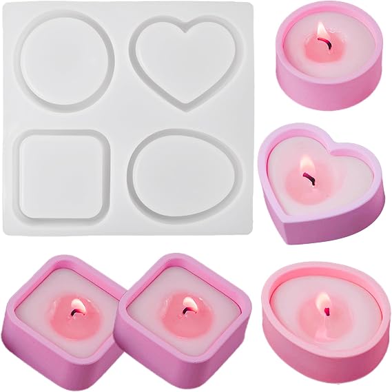 Heart Round Candle Silicone Mold Oval Square Resin Casting Mold